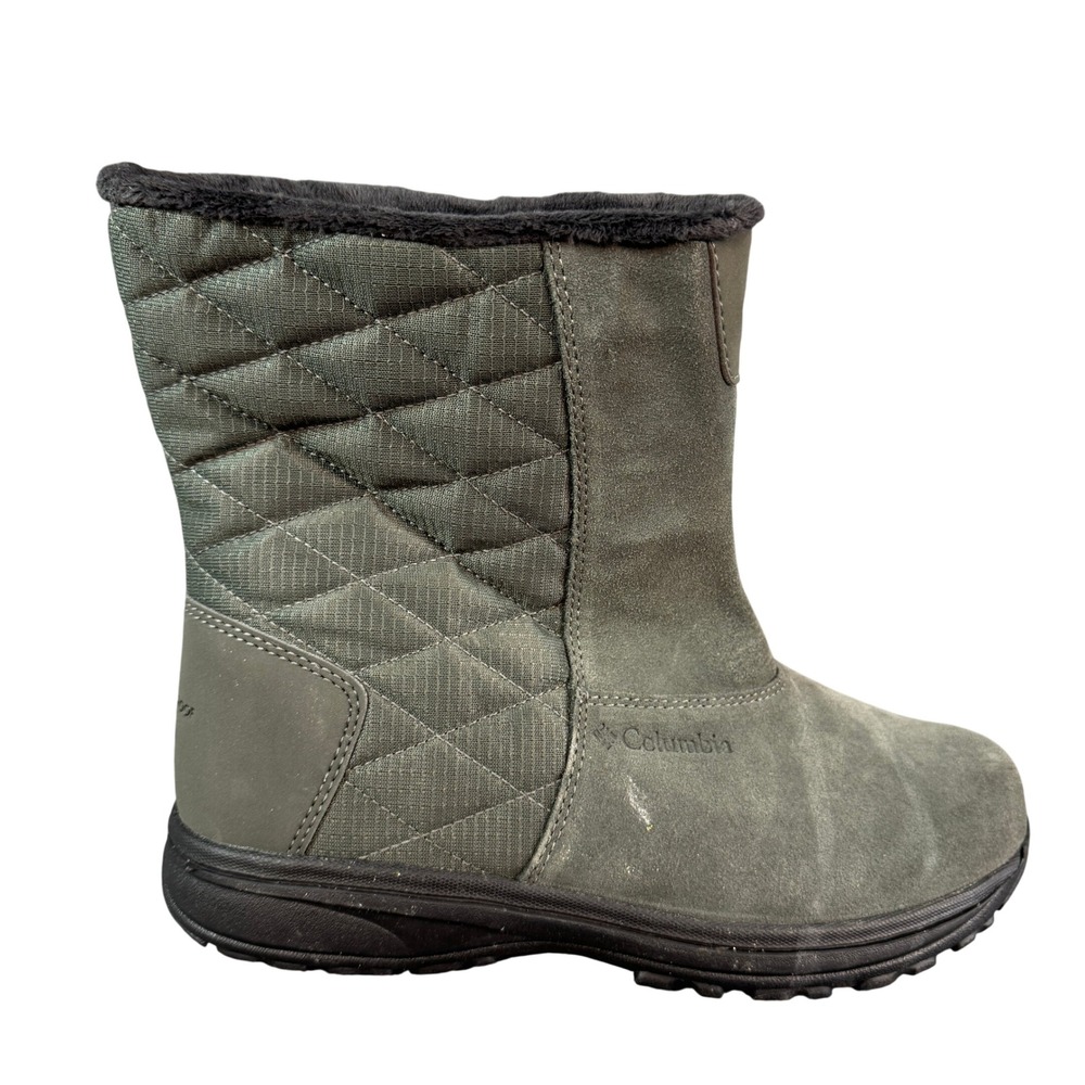 Columbia Omni-Grip Waterproof Winter Boots Olive Green Quilted Faux Fur Lining 9